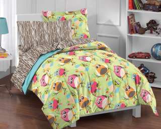 Bright Multicolor Cartoon Hoot Owls Bed in a Bag   Full  