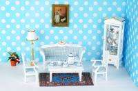 Dollhouse Living Room Furniture Chair Table Cabinet Set  