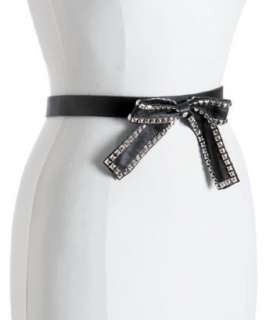 Melamed black leather Papillon studded bow belt   