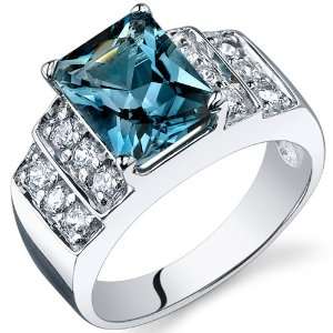  Radiant Cut 2.50 carats London Blue Topaz Cubic Zirconia Ring 