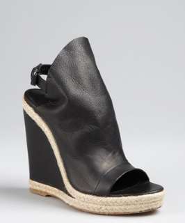 Balenciaga black leather closed espadrille wedge sandals   up 
