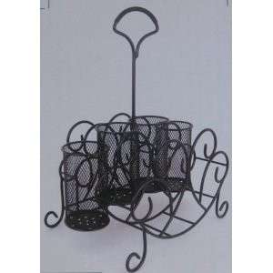   SERVEWARE PICNIC CADDY CARRIER SILVERWARE HOLDER WROUGHT IRON  