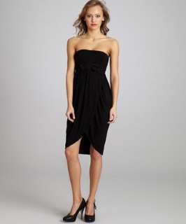 Rachel Pally black jersey bow detail strapless dress   up to 