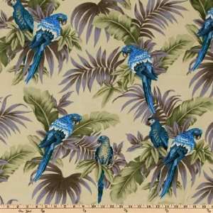  44 Wide Paradise Rayon Challis Macaw Blue Birds Fabric 