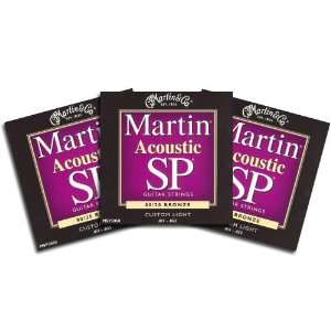  MARTIN MSP3050 SP LIGHT ACOUSTIC GUITAR STRINGS 3 PACKS 