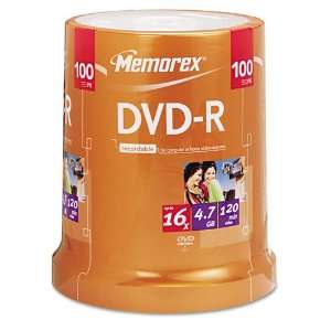  Products   Memorex   DVD R Discs, 4.7GB, 16x, Spindle, Silver, 100 