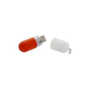  8GB Pill Shape USB Flash Memory Drive Orange and white 