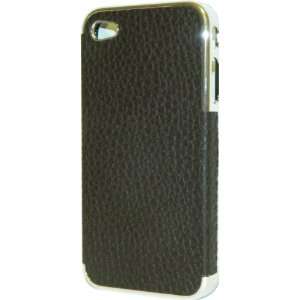 IPHONE 4 Leather with metal HARD BACK CASE fit for AT&T, Verizon and 