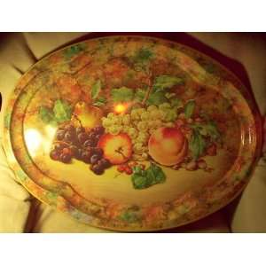   Metal Vintage Fruit Still Life Oval Serving Tray   953541 Everything