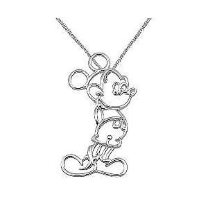   Sterling Silver Openwork Mickey Drop Pendant Necklace 