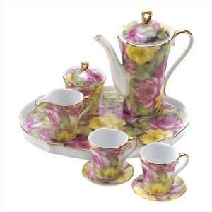  Ceramic Elegant Rose Garden Mini Tea Set Garden Motif 