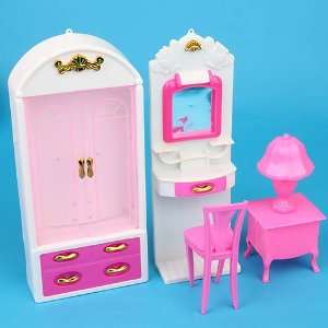  4pcs Barbie Dollhouse Miniature Furniture Bedroom For 