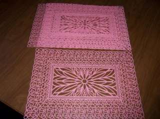 Vintage Plastic Placemats Selfix Doilies Light Pink 10x14  