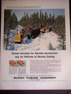 1956 Winter Scene Christmas Trees BUNDY TUBING CO Ad  