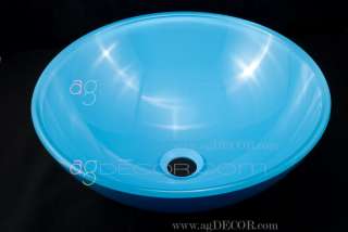 Bathroom Glass Vessel Basin Sink Vanity Bowl Blue  