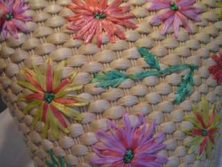 CHARTER CLUB straw flower summer tote purse  