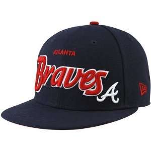   Atlanta Braves Navy Blue Snapback Flat Bill Adjustable Hat Sports