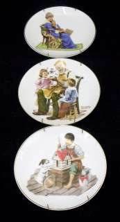 Set Of 8 Norman Rockwell Collectors Plates W/Wall Mounts  