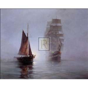 Night Mists by Montague Dawson. Size 35 inches width by 
