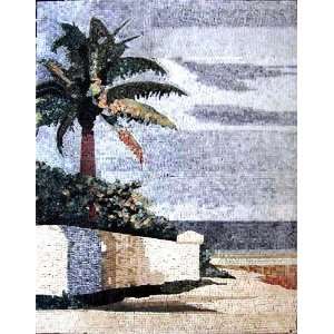  32x44 Palm Tree Mosaic Art Tile Mural Wall Decor