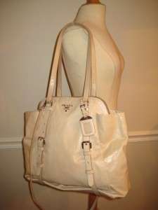 PRADA Large Beige Calfskin Leather New Look Tote Handbag  