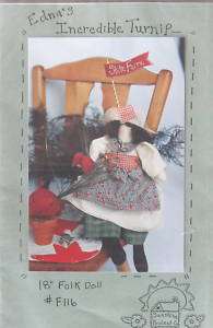 Edna Country Primitive Doll pattern Folk Art 18 oop  