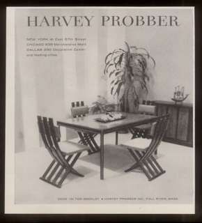 1959 Harvey Probber modern dining table & chairs ad  