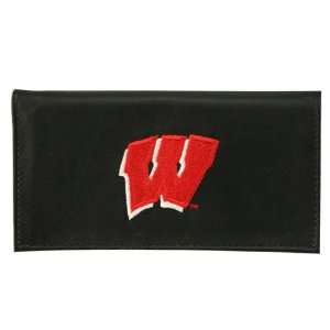  Wisconsin Badgers Black Leather Embroidered Checkbook 