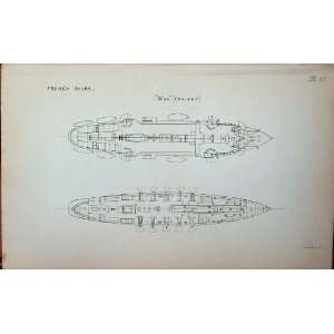   1887 Navy French Ships Sfax Cruiser Bombe Condor Plan