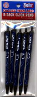 Pack of 5 Penn State Nittany Lions Black Ink NCAA Click Pens