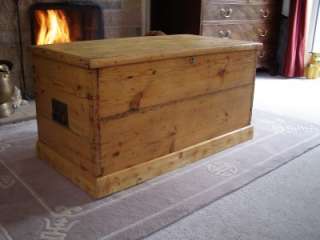   ANTIQUE VICTORIAN PINE BLANKET BOX TRUNK ~ CHEST COFFEE TABLE  