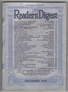 VINTAGE READERS DIGEST DECEMBER 1938  