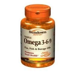  Sundown Triple Omega 3 6 9 Flax Fish Borage Oil Softgel 60 