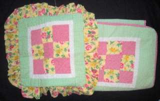   CHECK PATCHWORK REVERSIBLE BABY/TODDLER QUILT & PILLOW COVER 2 PC SET