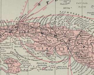 1896 Walkers map of Cuba, Jamaica & Santa Domingo. Genuine.  
