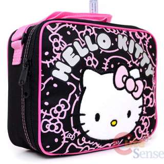   Shcool Backpack Lunch Bag Black Pink Glittering Face Rolling 6