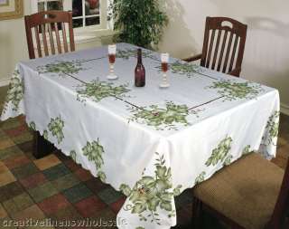 White Ivy Leaf 68 ROUND Fabric Tablecloth New On Sale  