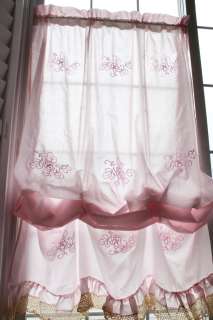   ruffle chic embroidery lace balloon floral cafe kitchen curtain  