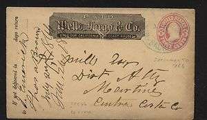 US Wells Fargo cover from Sacramento, Ca 1866 with letter  