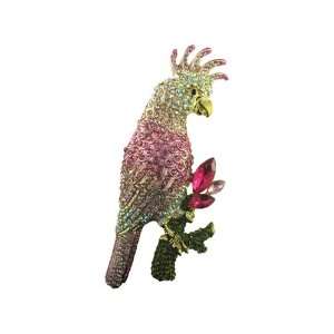  Fuchsia Pink Tropical Parrot Bird Perch Swarovski Crystal 
