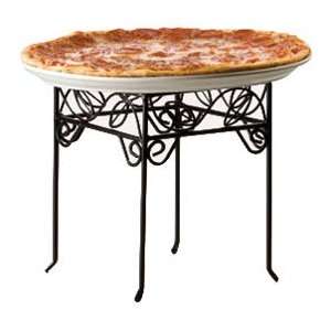  Pizza Pan Stands   Black Square Leaf Design   Wrought Iron 