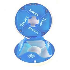  Med Sun 7 Day Fashion Compact Pill Organizer Color Blue 