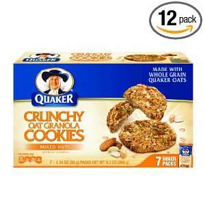 Quaker Granola Cookie Mixed Nuts Box, 9.3 Ounce (Pack of 12)