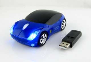   Blue USB Wireless Optical Cordless 3D Car Shape Mouse Mice P213  