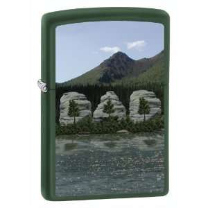 Zippo Pocket Lighter Green Matte Dad Mountains Lighter (Green, 3 1/2 