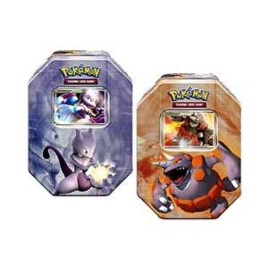 Ryhperior and Mewtwo Pokemon Tin DP 2008 Set Holiday Collectors Tin 