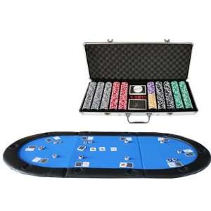  Texas 3 Fold Poker Table Top Bl+ 500 Poker Chip Set