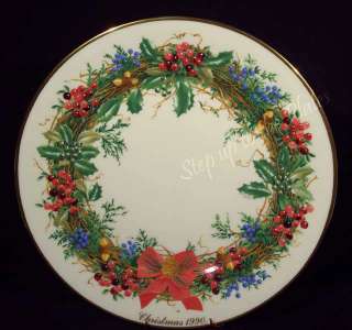 Lenox China Colonial Wreath 10th Christmas Plate 1990 NEW JERSEY COA 
