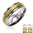 NEW 316L Stainless Steel Rings/Grooved IP Gold His Hers 2 Wedding 