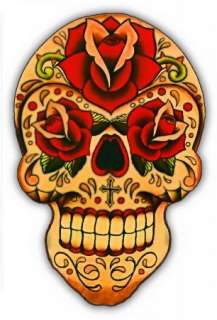DAY OF THE DEAD DECAL STICKER TATTOO STYLE LOS MUERTOS SKULL  